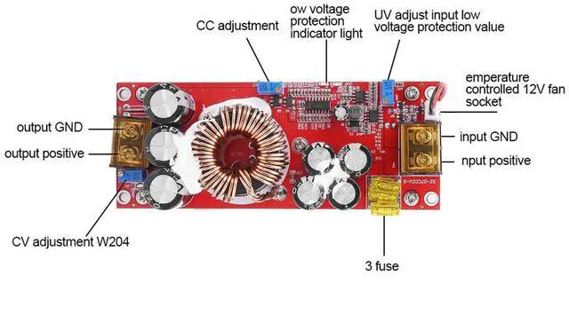 Alt view image 4 of 5 - Jadeshay 1500W DC-DC Boost Converter 10-60V to 12-97V Step Up Voltage Regulator Module - 30A CC CV Power Supply for Solar LED Charging, Non-Isolated High Efficiency