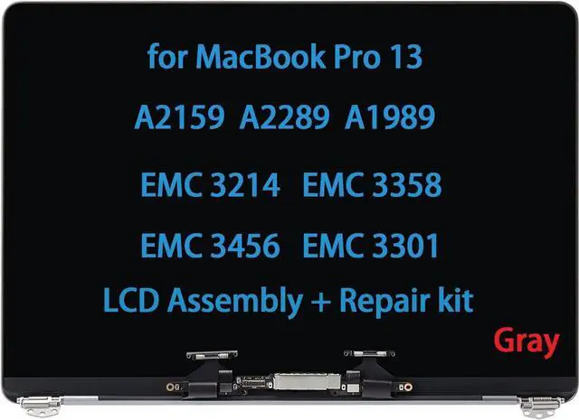 Main image of Screen Replacement for MacBook Pro A2159 A2289 A1989 EMC 3214 EMC 3358 3456 3301 True Tone 2018 2019 2020 Display Screen Replacement Complete Full Top Assembly(Space Gray)