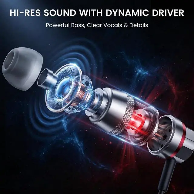 Alt view image 3 of 5 - HIFI WALKER A2 Wired Earbuds, 3.5mm in-Ear Headphones with 9.2mm Dynamic Driver, Hi-Fi Sound, Aluminum Alloy Shell, Noise-Isolating Earphones for MP3 Players, Laptop, PC, Tablet, No Mic