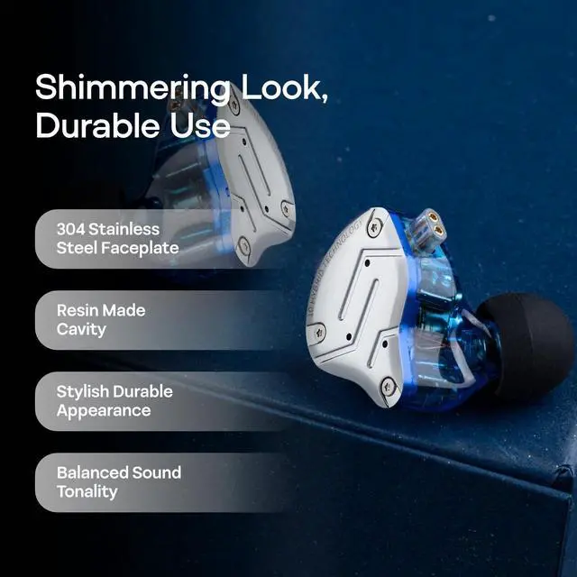 Alt view image 5 of 5 - Linsoul KZ ZS10 Pro, 4BA+1DD 5 Driver in Ear Monitor, HiFi Wired Earbuds, Gaming Earbuds, Hybrid IEM Earphones with Stainless Steel Faceplate, Detachable Cable for Musician (with Mic, Blue)