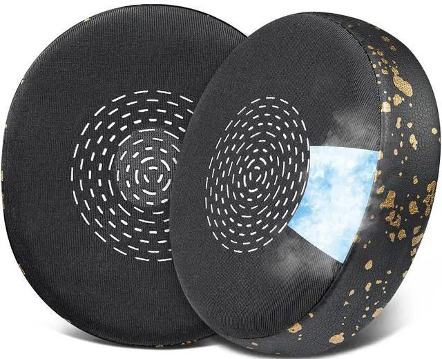 Main image of SOULWIT Cooling Gel Earpads Replacement for Jabra Evolve2 75 PC Wireless Headset (Do Not fit Evolve 75), Ear Pads Cushions with Ice Silk Fabric, Noise Isolation Foam - Black Gold