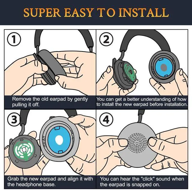 Alt view image 5 of 5 - SOULWIT Cooling Gel Earpads Replacement for Jabra Evolve2 75 PC Wireless Headset (Do Not fit Evolve 75), Ear Pads Cushions with Ice Silk Fabric, Noise Isolation Foam - Black Gold