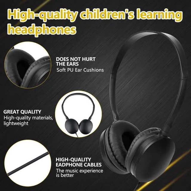 Alt view image 3 of 5 - YFSFQS USB Type C Kids Headphones Bulk for School Classroom 10 Pack,Upgrade USB C Headphones,Wired On-Ear Headset for Children Teens Boys Girl Testing (Black)