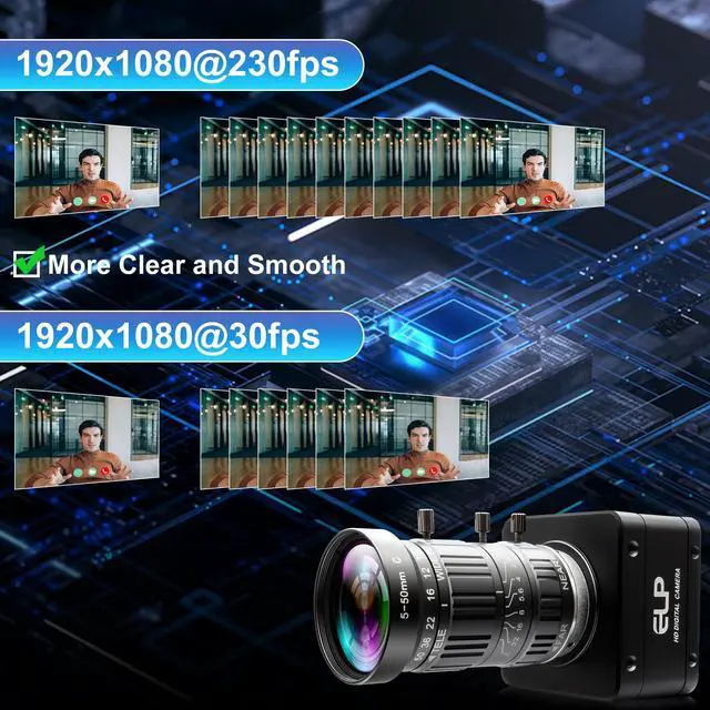 Alt view image 2 of 5 - IFWATER 12MP USB 3.0 Camera,4K@30fps 1080P@230fps High Frame Rate UVC Camera, 5-50mm 10X Manual Zoom Lens,Wide Application for Industrial,Security,3D Printer,Compatible with Windows Linux Mac Android