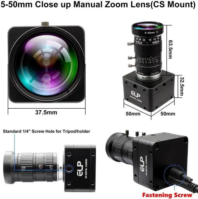 Alt view image 5 of 5 - IFWATER 12MP USB 3.0 Camera,4K@30fps 1080P@230fps High Frame Rate UVC Camera, 5-50mm 10X Manual Zoom Lens,Wide Application for Industrial,Security,3D Printer,Compatible with Windows Linux Mac Android