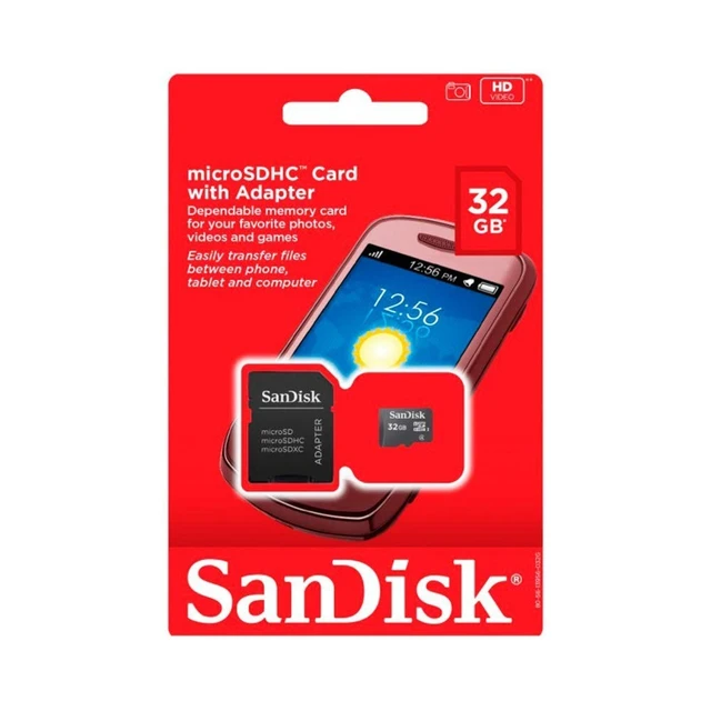 Alt view image 2 of 3 - SanDisk microSDHC 32GB Flash Memory Card, Black, SDSDQM-032G-B35 (Retail Packaging)