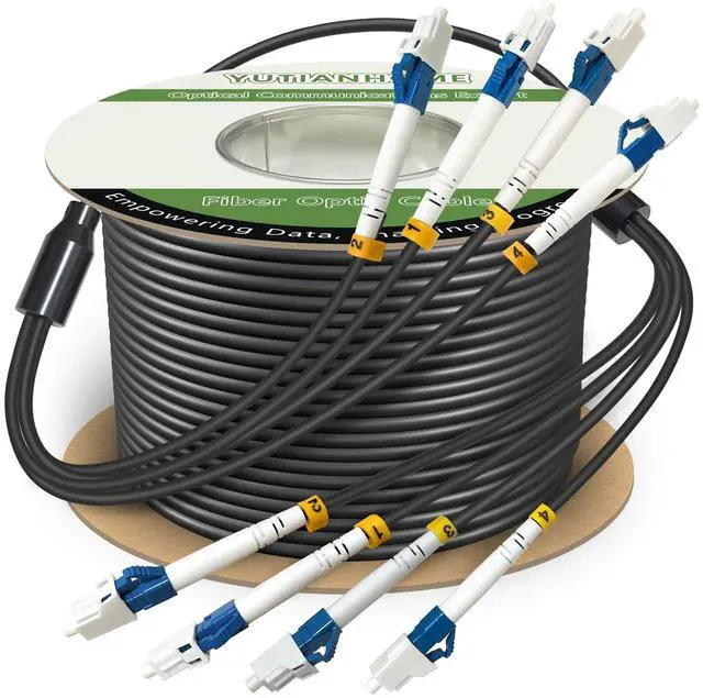 Main image of 500 Meters 4 Core Industrial TPU LC to LC Outdoor Armored Fiber Optic Cable, 4 Strands OS2 Single Mode Fiber Patch Cable with LC Connectors, 9/125um, OD-5mm, Direct Burial LC-LC