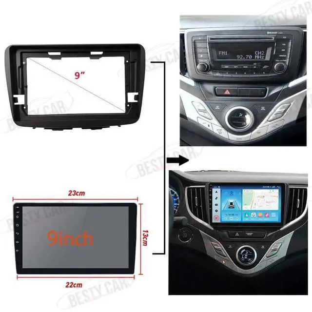Alt view image 4 of 5 - Fits for Suzuki Baleno 2015-2018 Car Radio Stereo Fascia Frame Double DIN 9 inch Dash Installation Mounting Kit