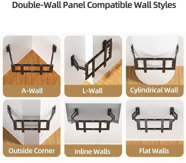 Alt view image 4 of 5 - XinleTech Corner Full Motion TV Wall Mount for 50-80 Inch TVs,Heavy Duty 176lbs Steel,Ultra Slim Dual Articulating Arms,Smooth Tilt Swivel Extension,U-Groove-toInstall,Max VESA 600x600mm,XL-DY694
