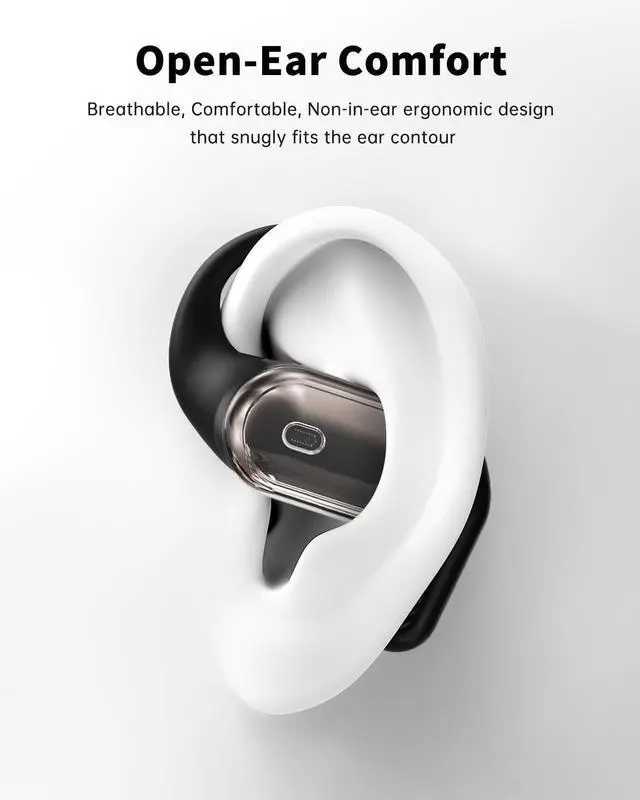 Alt view image 2 of 5 - inscamera Open-Ear Headphones, Over Ear Earbuds with Ear Hooks, True Wireless Bluetooth Earphones with Microphone, Touch Control, Clear Calls, 60H Playtime, IPX7 Waterproof for Running and Work