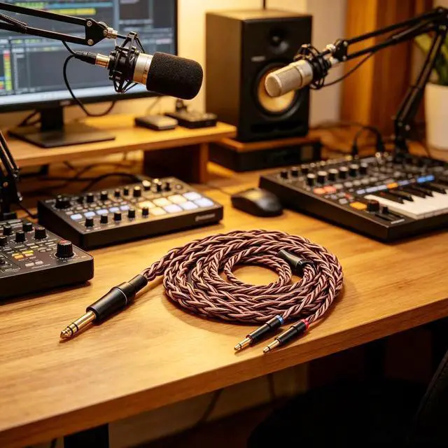 Alt view image 2 of 5 - FAAEAL Monitor Headphone Cable,8N OFC German Copper AUX Cord Compatible with Hifiman HE400SE HE-350 MEZE 105 AER 109 Pro Sony MDR Z1R Headset for Musicians Audiophiles 6.35mm