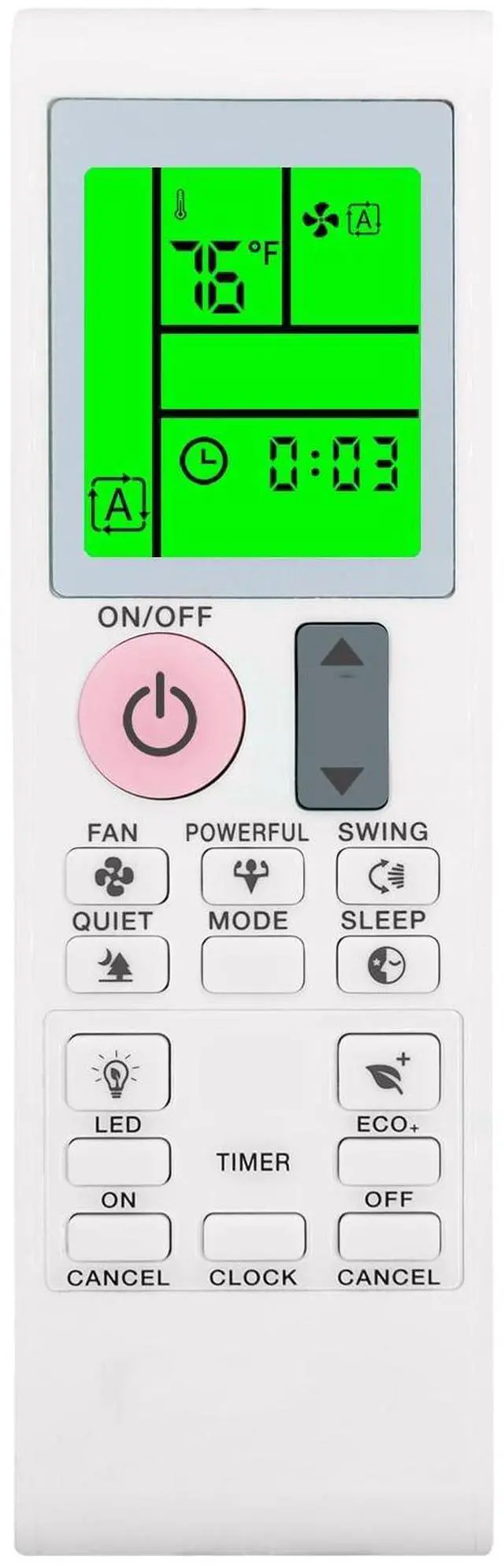 Alt view image 3 of 3 - Replacement Remote Control for Daikin Air Conditioner FTKF09AXVJU, FTKF12AXVJU, FTKF18AXVJU, FTKF24AXVJU, FTXC09AXVJU, FTXC12AXVJU, FTXC18AXVJU, FTXC24AXVJU, with Holder, Backlit