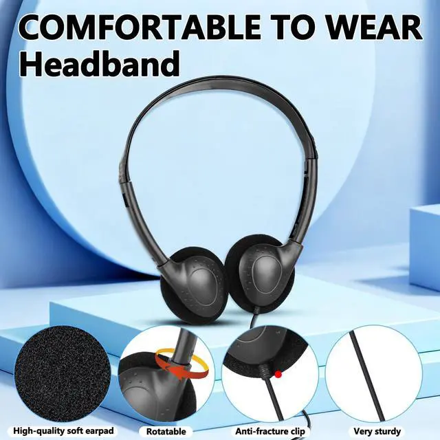 Alt view image 2 of 5 - TJZXGUI USB Type C Headphone Bulk 25 Pack for Kids School Classroom,On-Ear USB C Headphones for Boys Girls Students Tablet Travel Computer Smartphones Testing (Black)