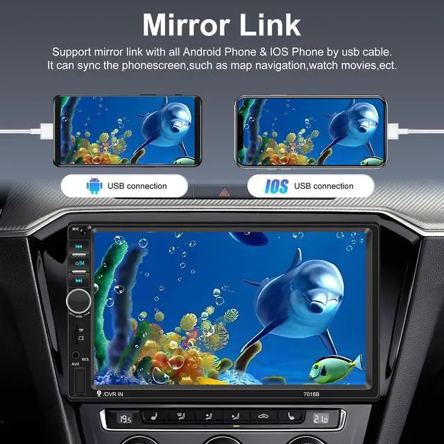 Alt view image 3 of 5 - Nhopeew Double Din Car Stereo with Bluetooth and Backup Camera 7 Inch Touch Screen Car Radio Support AUX/USB/TF Card/Mirror Link/Steering Wheel Control