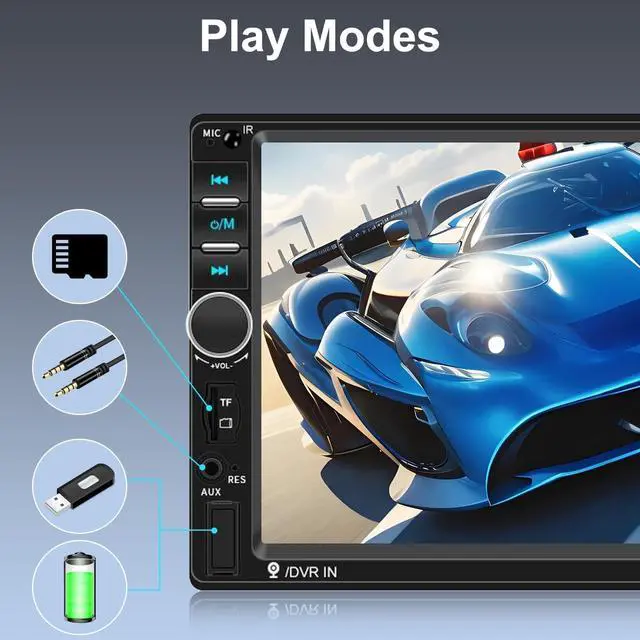 Alt view image 5 of 5 - Nhopeew Double Din Car Stereo with Bluetooth and Backup Camera 7 Inch Touch Screen Car Radio Support AUX/USB/TF Card/Mirror Link/Steering Wheel Control