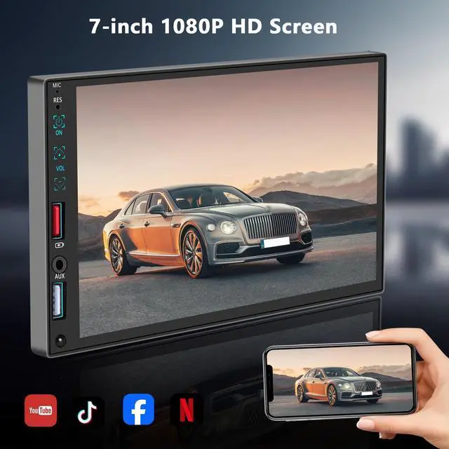 Alt view image 3 of 5 - Single Din Touchscreen Radio,Single Din Car Stereo with 7'' Touchscreen,Car Radio with Mirror Link/Bluetooth Hands-Free Calling/AUX/USB/SWC
