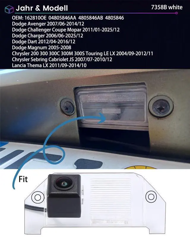 Alt view image 2 of 5 - Car Backup Camera, Waterproof Reverse Camera 170 Wide View Angel Rear View Camera for 2006-2014 Dodge Charger/2008-2014 Dodge Challenger/2005-2008 Dodge Magnum