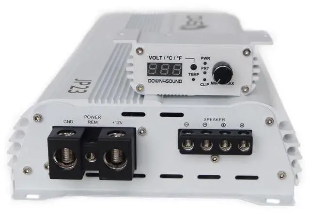 Alt view image 3 of 3 - DOWN4SOUND JP23 V2 White Gloss ^^ Monoblock Amplifier - 2800W RMS, 1-Ohm Stable, Linkable for Car Audio Systems, High-Performance Bass Amplifier for 2800W Subwoofer Setup