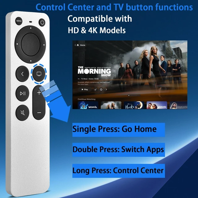 Alt view image 4 of 5 - Replacement for Apple TV Remote,for Apple TV HD/4K(1-3Gen),Apple TV Gen 1-3