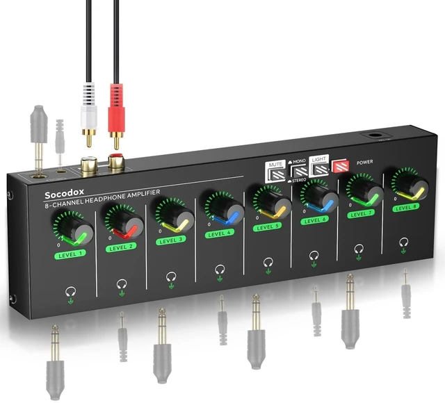 Main image of socodox 8 Channel Headphone Amplifier, 16 Outputs Stereo Audio Amplifier
