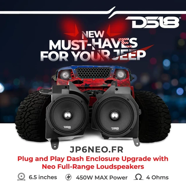 Alt view image 2 of 5 - DS18 JP6NEO.FR Plug and Play Dash Enclosure Upgrade with Speakers 6.5" Compatible with Jeep JL/JLU and JT Left and Right - Pair