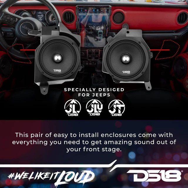 Alt view image 3 of 5 - DS18 JP6NEO.FR Plug and Play Dash Enclosure Upgrade with Speakers 6.5" Compatible with Jeep JL/JLU and JT Left and Right - Pair