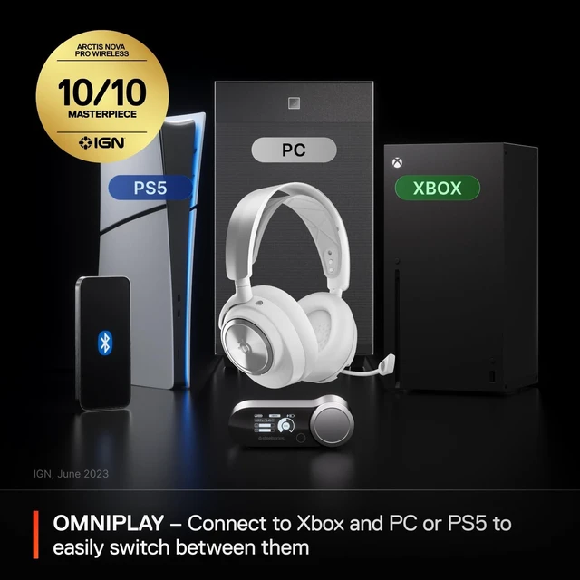 Alt view image 2 of 5 - SteelSeries Arctis Nova Pro Wireless Xbox Multi-System Gaming Headset - Neodymium Magnetic Drivers - Active Noise Cancellation - Infinity Power System - Xbox, PC, PS5, PS4, Switch, Mobile - Whi