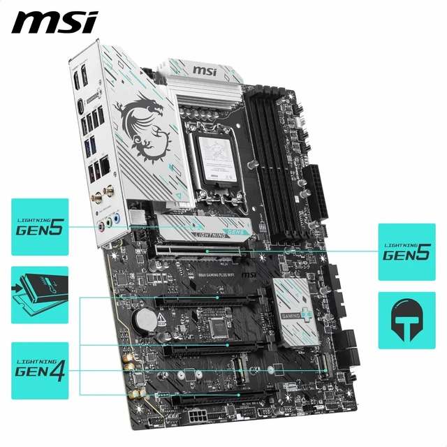 Alt view image 5 of 5 - MSI MB B860 GAMING PLUS WIFI SOCKET 1851 DDR5 8600MHZ(OC) 3xM.2 1x TB4 HDMI DISPLAY 5G LAN WIFI 7 ATX