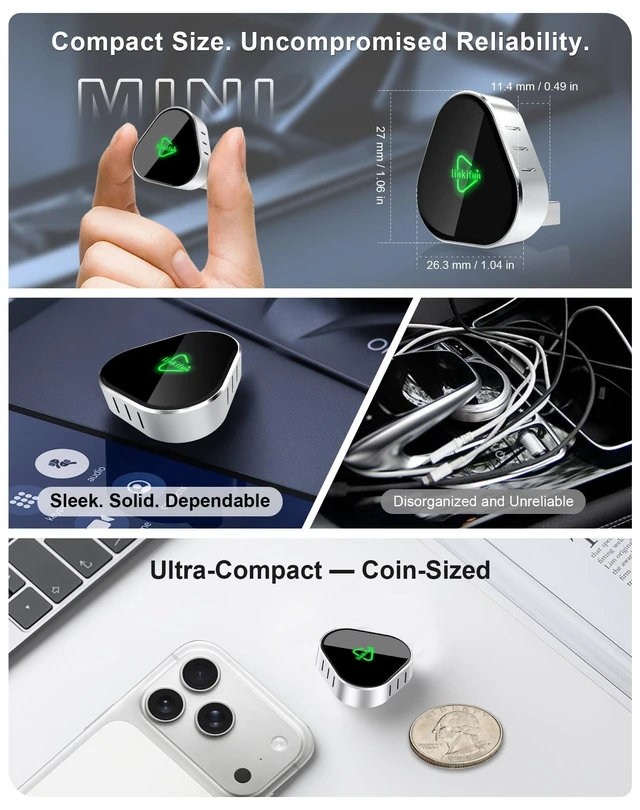 Alt view image 2 of 5 - Wireless Carplay Adapter, Compatible with Apple iPhone iOS 10+ Android 11+, Plug & Play, Compact Design for iPhone & Android with USB-A/Type-C Port