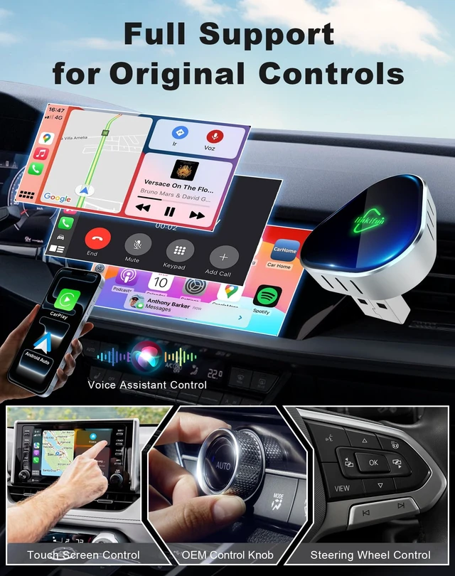 Alt view image 3 of 5 - Wireless Carplay Adapter, Compatible with Apple iPhone iOS 10+ Android 11+, Plug & Play, Compact Design for iPhone & Android with USB-A/Type-C Port