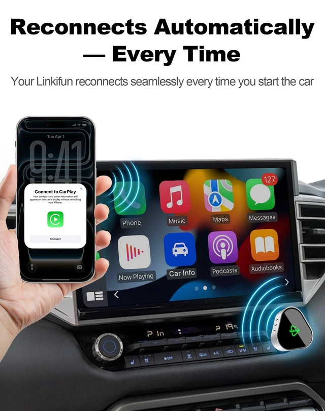 Alt view image 5 of 5 - Wireless Carplay Adapter, Compatible with Apple iPhone iOS 10+ Android 11+, Plug & Play, Compact Design for iPhone & Android with USB-A/Type-C Port