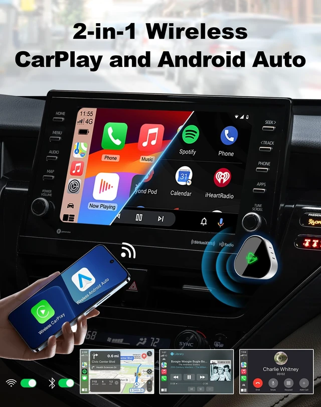 Alt view image 4 of 5 - Wireless Carplay Adapter, Compatible with Apple iPhone iOS 10+ Android 11+, Plug & Play, Compact Design for iPhone & Android with USB-A/Type-C Port