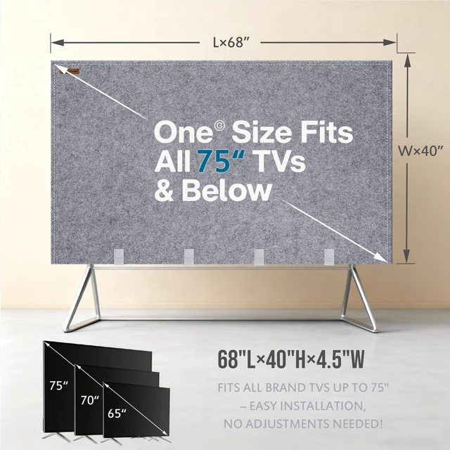 Alt view image 2 of 5 - IC ICLOVER TV Cover for Moving, 70"-75" Tear Resistance Thick Felt TV Cover
