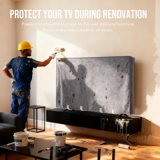 Alt view image 5 of 5 - IC ICLOVER TV Cover for Moving, 70"-75" Tear Resistance Thick Felt TV Cover