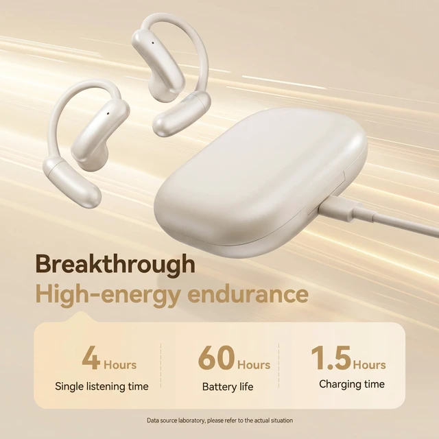 Alt view image 3 of 5 - xzqioue Open Ear Headphones with Replaceable Magnetic Battery, Wireless 6.0 Air Conduction Earbuds with LED Power Display, Directional Sound, Deep Bass Sports Bluetooth Earphones (Skin Color)