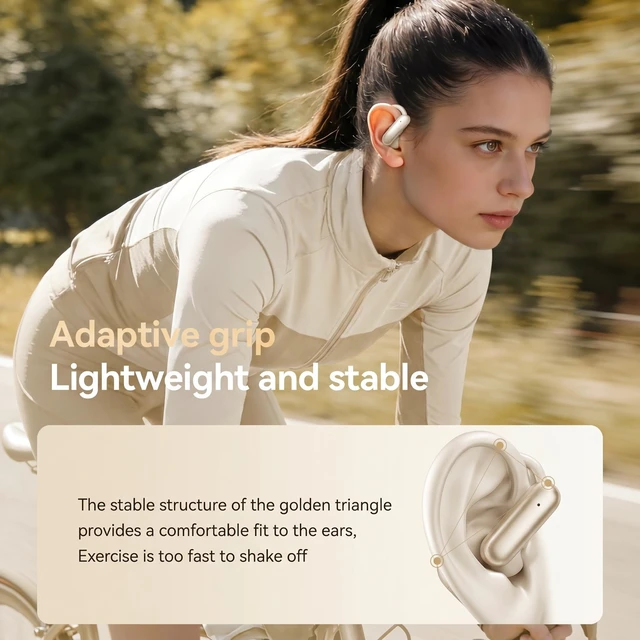 Alt view image 5 of 5 - xzqioue Open Ear Headphones with Replaceable Magnetic Battery, Wireless 6.0 Air Conduction Earbuds with LED Power Display, Directional Sound, Deep Bass Sports Bluetooth Earphones (Skin Color)