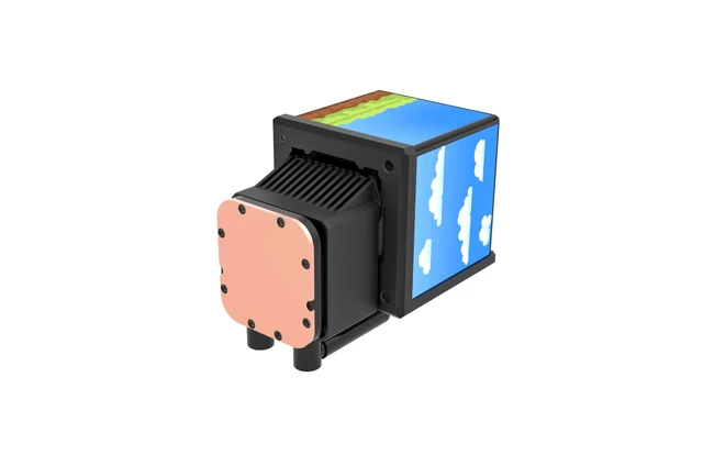 Alt view image 3 of 5 - Thermaltake MINECUBE 360 Ultra CPU Liquid Cooler; Intel/AMD Compatible; 3x120mm 500~2000rpm SWAFAN EX ARGB; MAGForce 2.0. 4X 3.95 TFT LCD Screens; Swappable Fan Blades; Black; CL-W481-