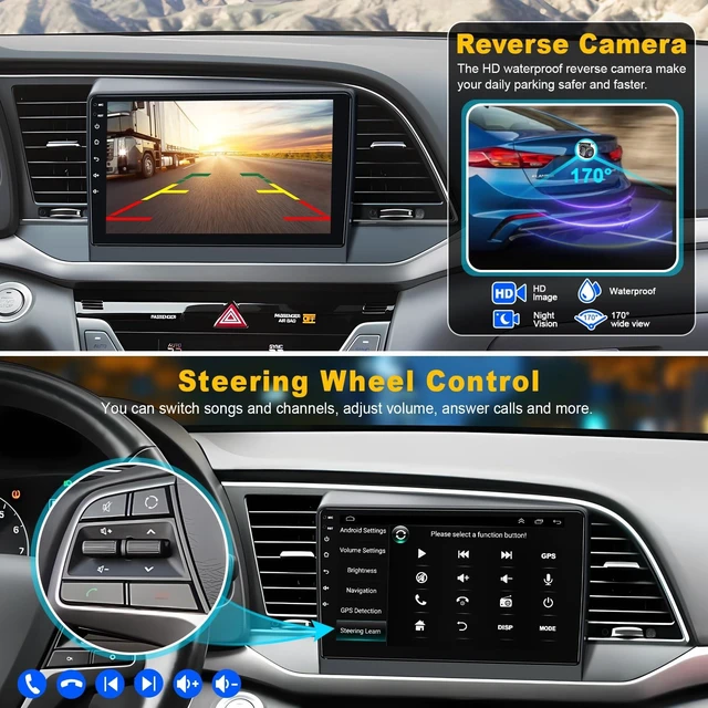 Alt view image 4 of 5 - (8Core+64G) Radio for Hyundai Elantra 2016-2018, Stereo with Wireless Carplay&Android Auto, 9'' HD Touchscreen Support GPS/WiFi/Bluetooth5.2/FM Radio/SWC/Backup Camera, Android 15