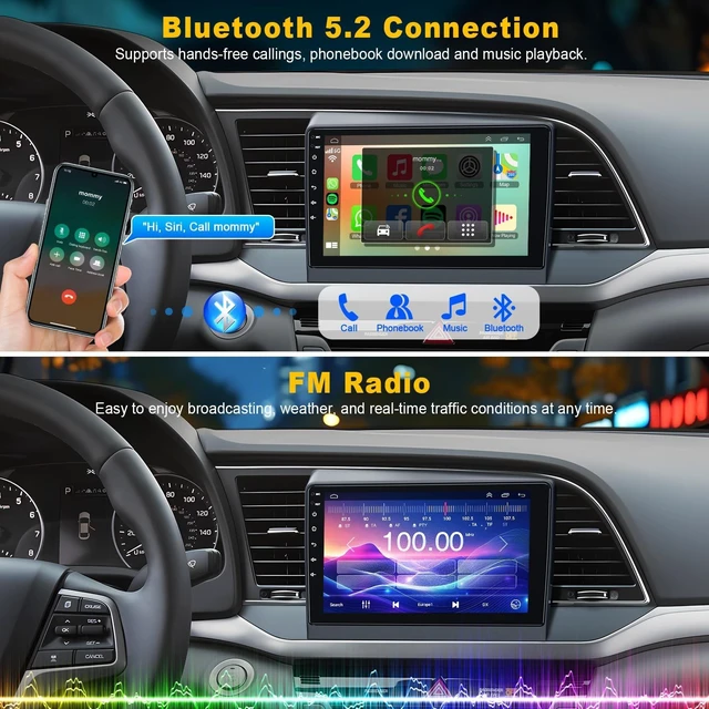 Alt view image 5 of 5 - (8Core+64G) Radio for Hyundai Elantra 2016-2018, Stereo with Wireless Carplay&Android Auto, 9'' HD Touchscreen Support GPS/WiFi/Bluetooth5.2/FM Radio/SWC/Backup Camera, Android 15