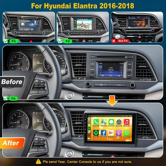Alt view image 3 of 5 - (8Core+64G) Radio for Hyundai Elantra 2016-2018, Stereo with Wireless Carplay&Android Auto, 9'' HD Touchscreen Support GPS/WiFi/Bluetooth5.2/FM Radio/SWC/Backup Camera, Android 15
