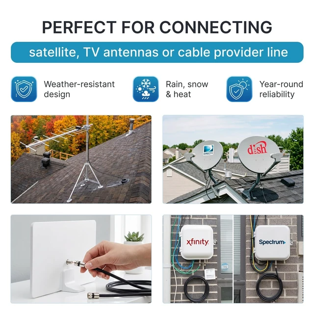 Alt view image 5 of 5 - TechDirect 100FT RG6 Coaxial Cable with Connector, Coax Cable Black