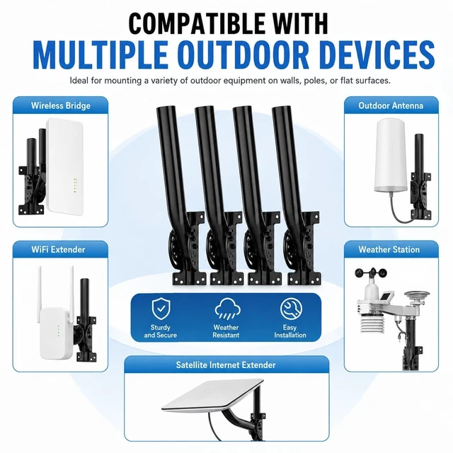 Alt view image 2 of 5 - Universal Wireless Bridge Mount, 4-Pack Antenna Pole Mounting Bracket