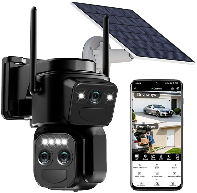 Main image of 4K Triple Lens Solar Security Cameras Wireless Outdoor, 360 Pan/Tilt