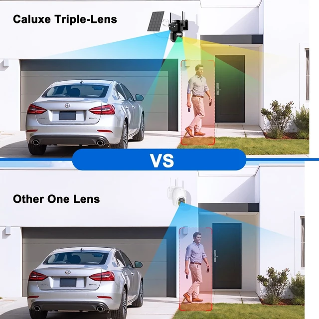 Alt view image 3 of 5 - 4K Triple Lens Solar Security Cameras Wireless Outdoor, 360 Pan/Tilt