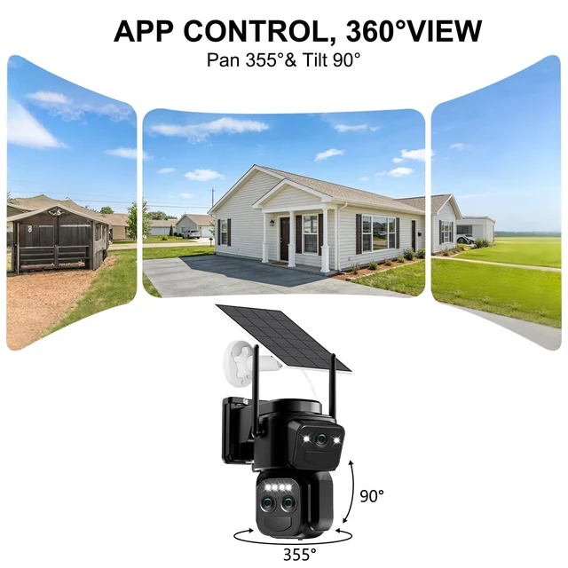 Alt view image 4 of 5 - 4K Triple Lens Solar Security Cameras Wireless Outdoor, 360 Pan/Tilt