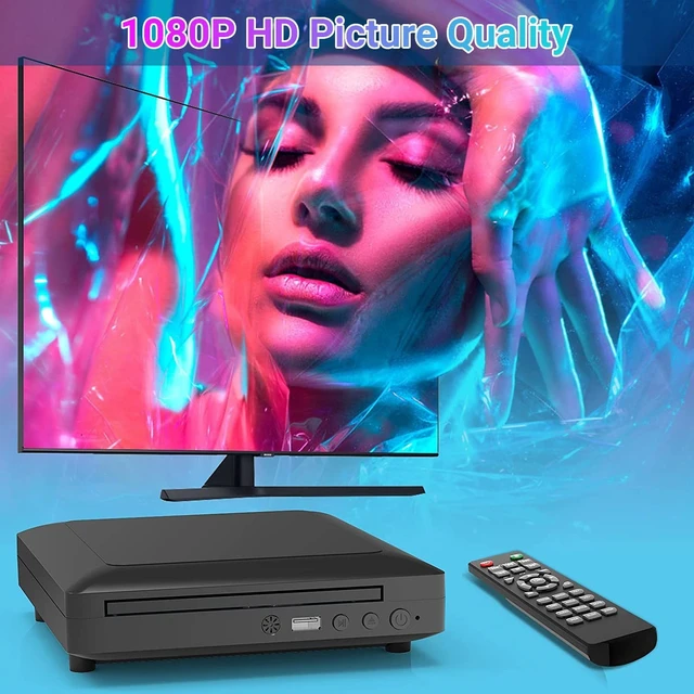 Alt view image 2 of 5 - Compact DVD Player for TV, All Region Free HDMI DVD Player, 1080P HD Small Mini DVD/CD Player with USB Input, Remote Control, HDMI & RCA Cable Included