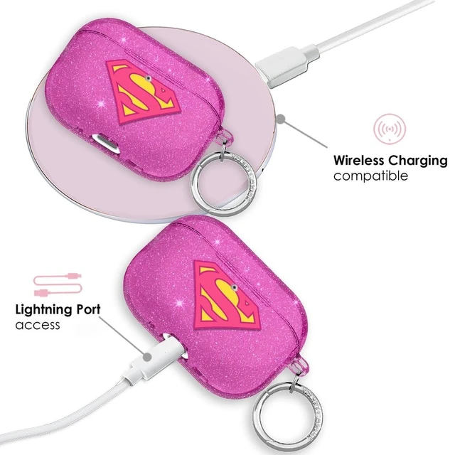 Alt view image 5 of 5 - VELVET CAVIAR for AirPods Pro 3 Case Cover - Cute Protective Hard Cases with Keychain Compatible with AirPods Pro 3 - Supergirl Purple Stardust Glitter