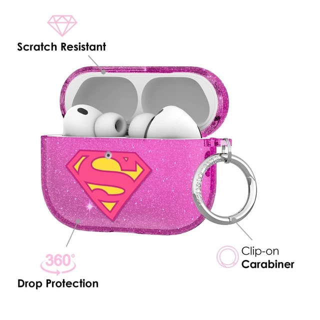 Alt view image 4 of 5 - VELVET CAVIAR for AirPods Pro 3 Case Cover - Cute Protective Hard Cases with Keychain Compatible with AirPods Pro 3 - Supergirl Purple Stardust Glitter