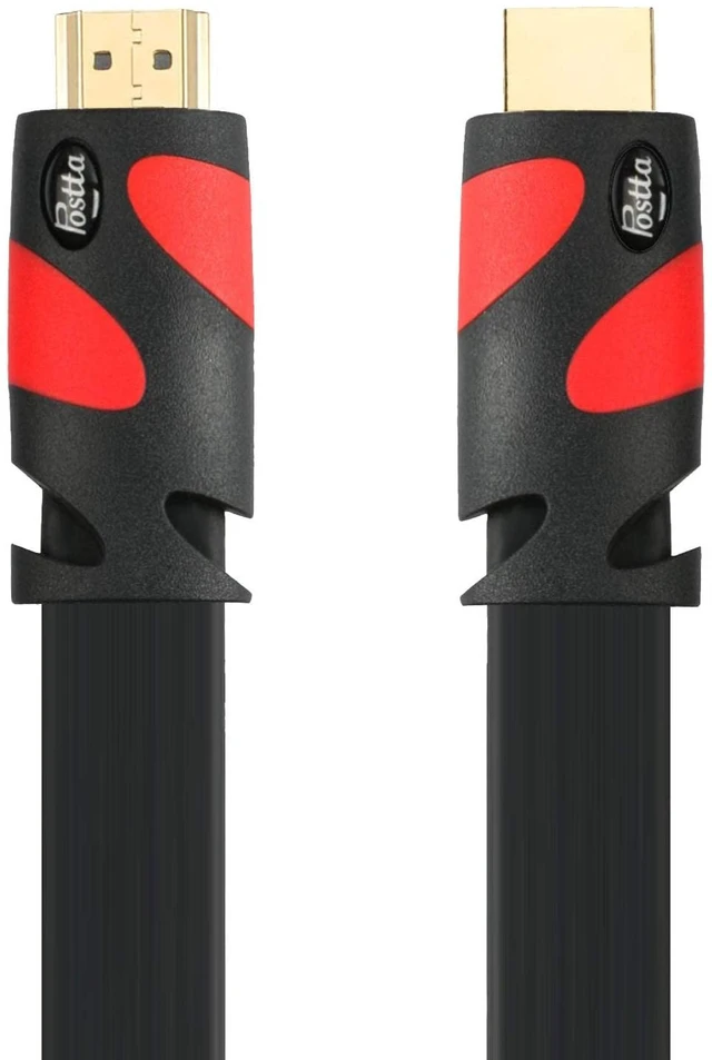 Alt view image 4 of 5 - Postta Flat HDMI Cable(50 Feet) Flat HDMI 2.0 Cord Support 4K,3D, 2160p, 1080p, Ethernet and Audio Return-Black-Red
