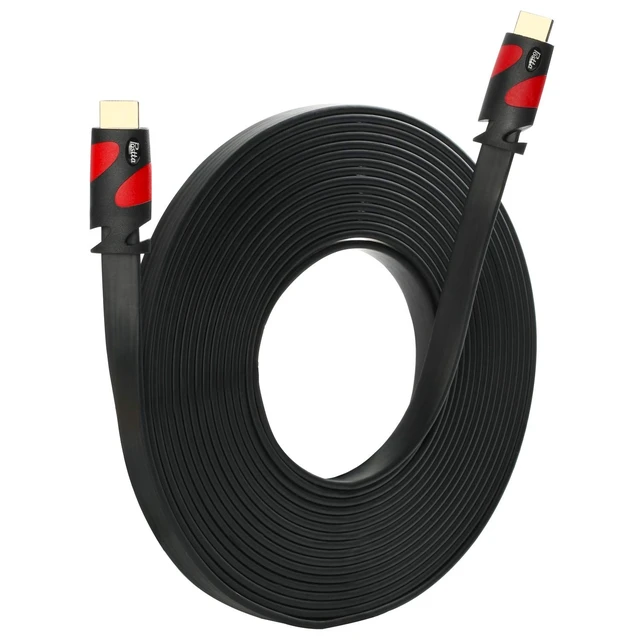 Main image of Postta Flat HDMI Cable(50 Feet) Flat HDMI 2.0 Cord Support 4K,3D, 2160p, 1080p, Ethernet and Audio Return-Black-Red